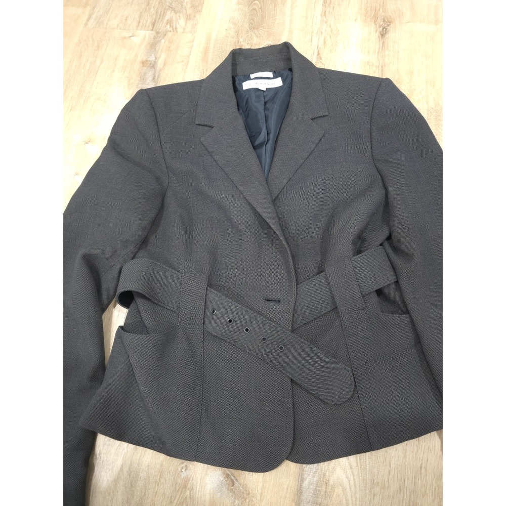 Calvin Klein Women's Size 8 Belted Blazer Jacket Stretch Dark Brown Trench Style